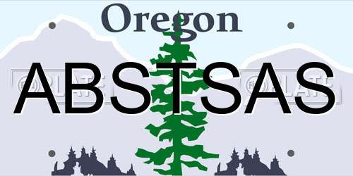 ABSTSAS Oregon License Plate
