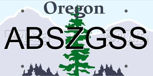 ABSZGSS Oregon License Plate
