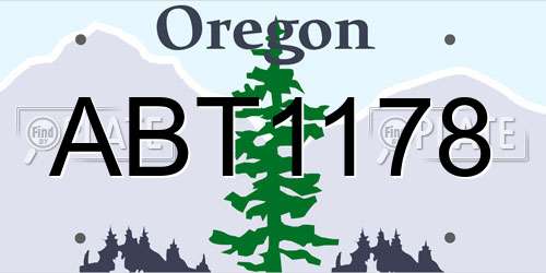 ABT1178 Oregon License Plate