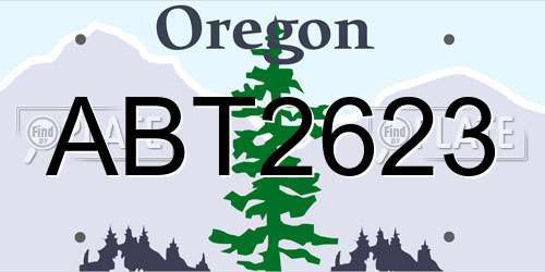 ABT2623 Oregon License Plate