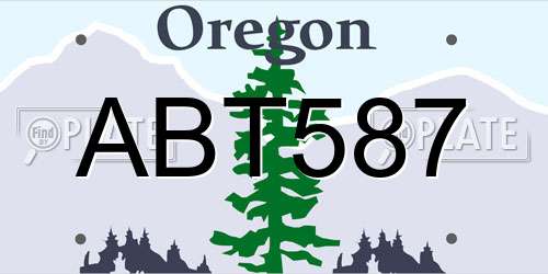 ABT587 Oregon License Plate