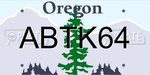 ABTK64 Oregon License Plate