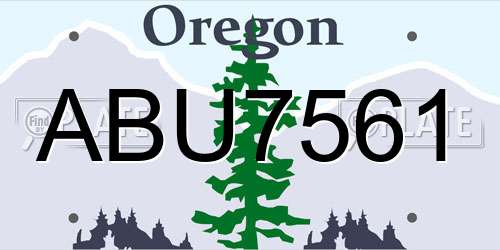 ABU7561 Oregon License Plate