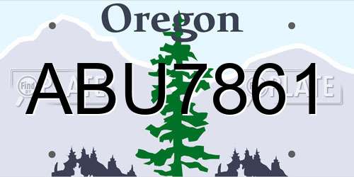 ABU7861 Oregon License Plate
