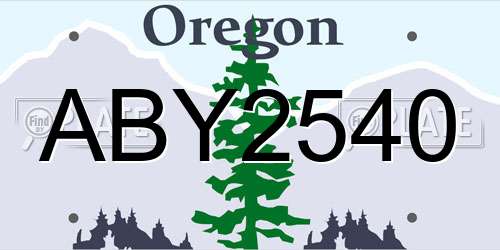 ABY2540 Oregon License Plate