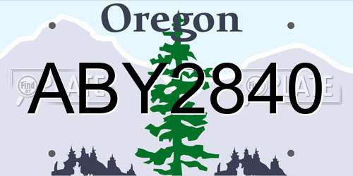 ABY2840 Oregon License Plate