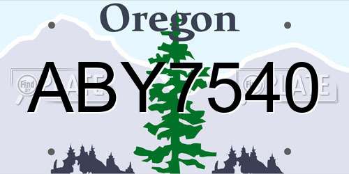 ABY7540 Oregon License Plate