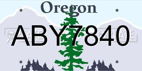 ABY7840 Oregon License Plate