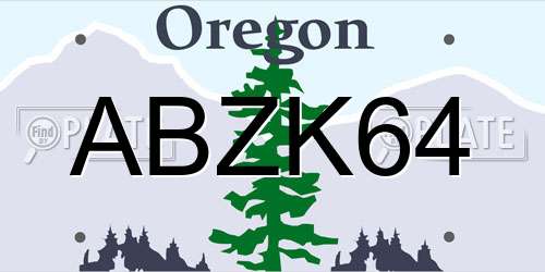 ABZK64 Oregon License Plate