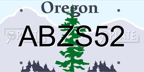 ABZS52 Oregon License Plate