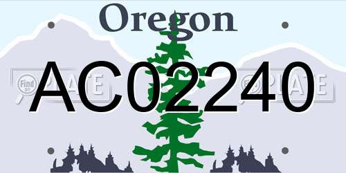 AC02240 Oregon License Plate
