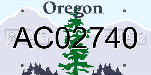 AC02740 Oregon License Plate