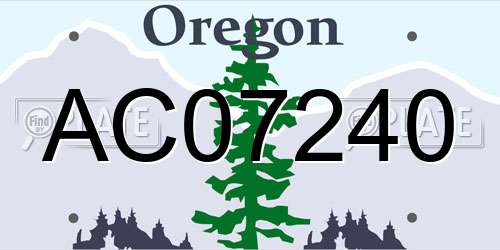 AC07240 Oregon License Plate