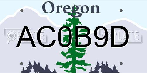 AC0B9D Oregon License Plate