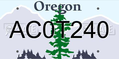 AC0T240 Oregon License Plate