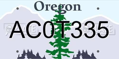 AC0T335 Oregon License Plate