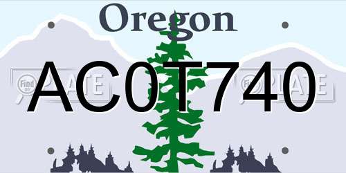 AC0T740 Oregon License Plate