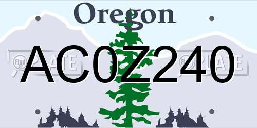 AC0Z240 Oregon License Plate