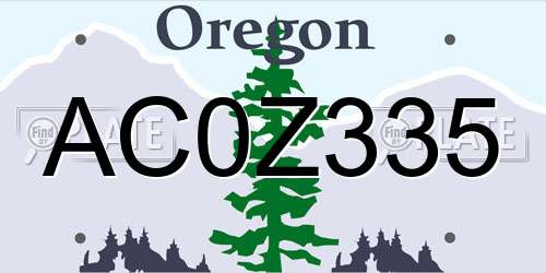 AC0Z335 Oregon License Plate