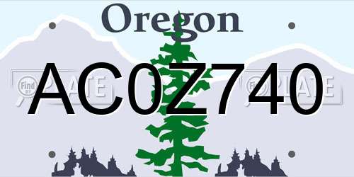 AC0Z740 Oregon License Plate