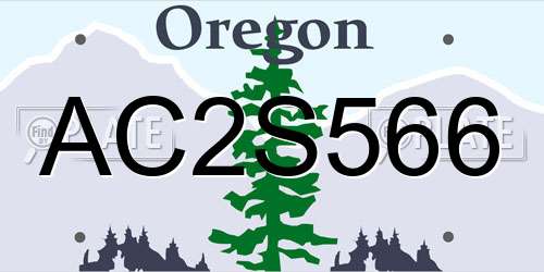 AC2S566 Oregon License Plate