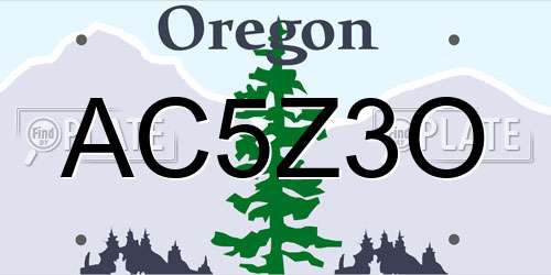 AC5Z3O Oregon License Plate