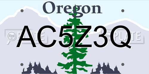 AC5Z3Q Oregon License Plate