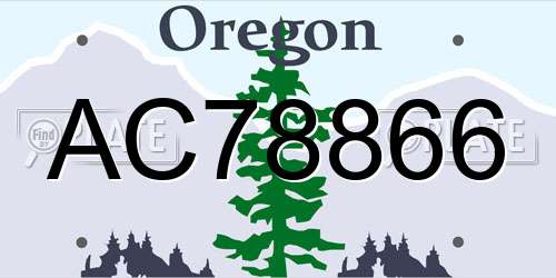 AC78866 Oregon License Plate