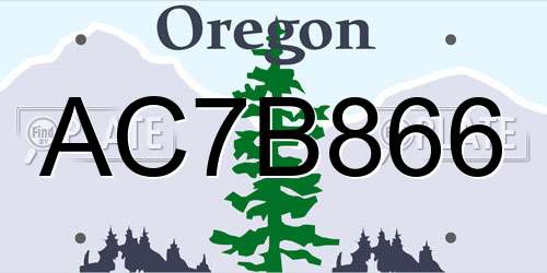 AC7B866 Oregon License Plate