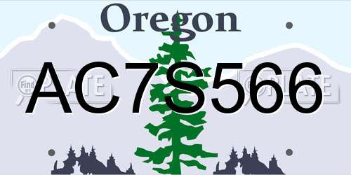 AC7S566 Oregon License Plate
