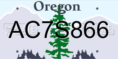 AC7S866 Oregon License Plate