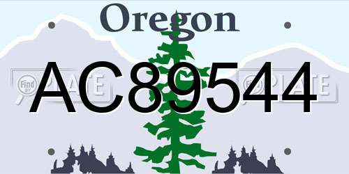 AC89544 Oregon License Plate