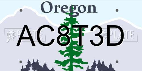 AC8T3D Oregon License Plate