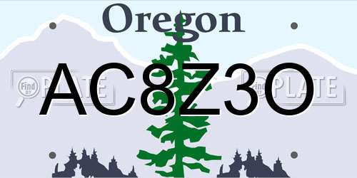 AC8Z3O Oregon License Plate