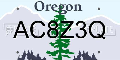 AC8Z3Q Oregon License Plate