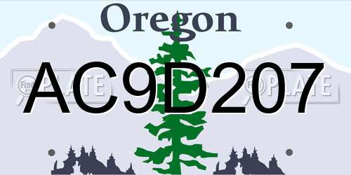 AC9D207 Oregon License Plate