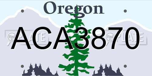 ACA3870 Oregon License Plate