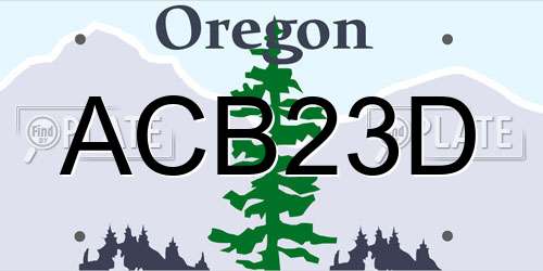 ACB23D Oregon License Plate