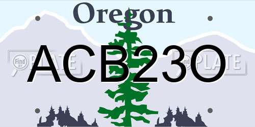 ACB23O Oregon License Plate