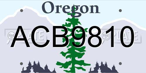 ACB9810 Oregon License Plate