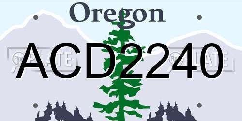 ACD2240 Oregon License Plate