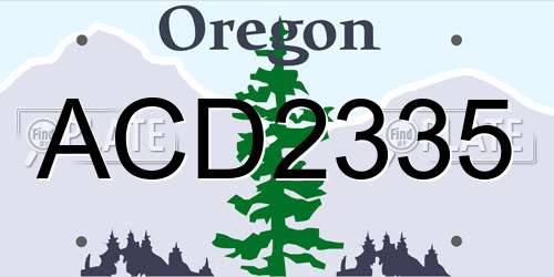 ACD2335 Oregon License Plate