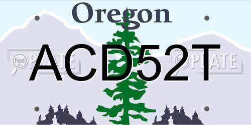 ACD52T Oregon License Plate