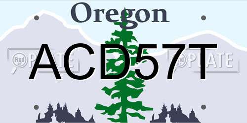 ACD57T Oregon License Plate