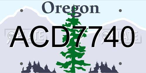 ACD7740 Oregon License Plate