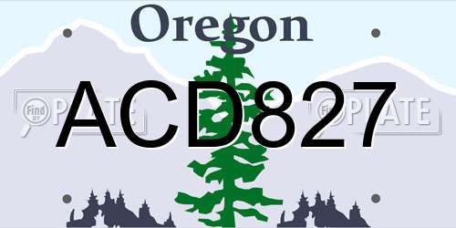 ACD827 Oregon License Plate