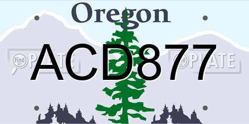 ACD877 Oregon License Plate