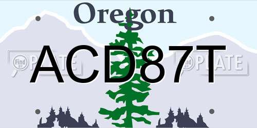 ACD87T Oregon License Plate
