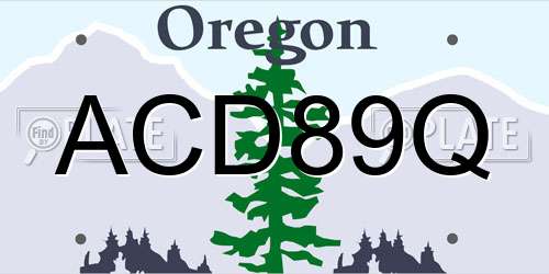 ACD89Q Oregon License Plate