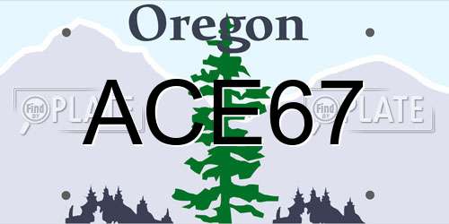 ACE67 Oregon License Plate
